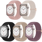 Comvin 5 Pack Braided Stretchy Bands for Apple Watch Bands 40mm 41mm 42mm 38mm 44mm 45mm 46mm 49mm for Women Men, Adjustable Nylon Elastic Straps for iWatch Ultra Series 11 10 9 8 7 6 5 4 3 SE 2 1