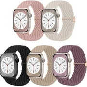 Comvin 5 Pack Braided Stretchy Bands for Apple Watch Band 38mm 40mm 41mm 42mm 44mm 45mm 46mm 49mm Women Men, Adjustable Nylon Solo Loop Elastic Straps for iWatch Series 10 9 8 7 6 SE 5 4 3 2 1 Ultra