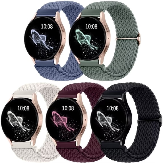 Comvin 5 Pack Compatible with Samsung Watch Bands for Galaxy Watch 7 6 5 4 40mm 44mm/Watch 6 4 Classic Band 43mm 47mm/Galaxy Watch 5 Pro Band 45mm, 20mm Braided Stretchy Sport Straps Women Men