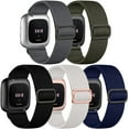 thumbnail image 1 of Comvin 5 Pack Elastic Bands Compatible with Fitbit Versa 2 Bands for Women/Fitbit Versa/Versa Lite/Versa SE Watch Bands, Adjustable Stretchy Solo Loop Nylon Sport Band for Fitbit Versa SmartWatch, 1 of 8
