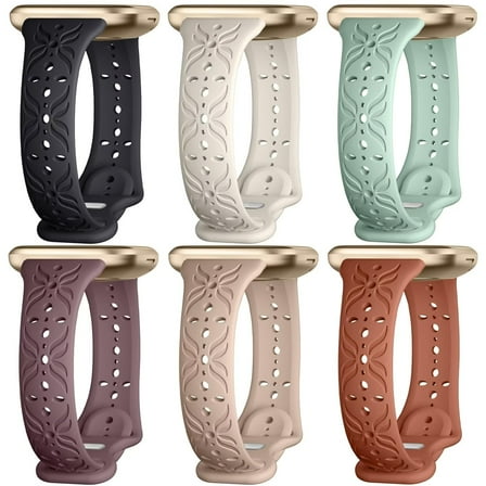 Comvin 6 Pack Bands for Fitbit Versa 4/Versa 3/Sense 2/Sense Band,Stylish Hollow-out Breathable Bracelet Strap for Women Men