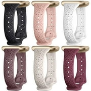 Comvin 6 Pack Bands for Fitbit Versa 4/Versa 3/Sense 2/Sense Band,Stylish Hollow-out Breathable Bracelet Strap for Women Men