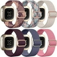 thumbnail image 1 of Comvin 6 Pack Braided Elastic Band Compatible with Fitbit Versa 4/Fitbit Versa 3/Fitbit Sense/Fitbit Sense 2 Bands Women Men, Adjustable Stretchy Solo Loop Nylon Sport Straps Wristband, 1 of 9