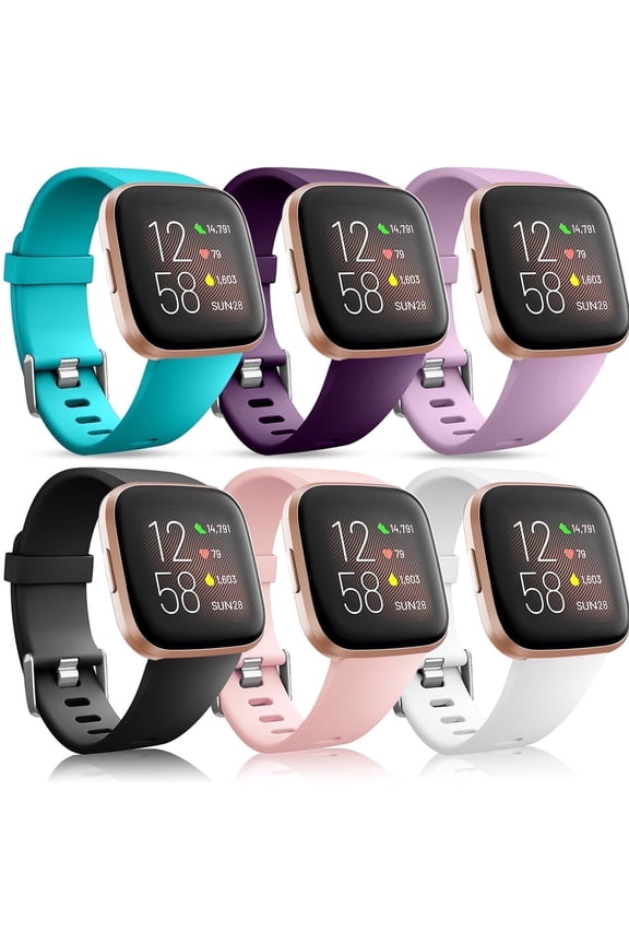 Compatible with Fitbit Versa 2/Versa/Versa Lite/Versa SE Bands for Women Men, Soft Silicone Breathable Hole Sport Wristbands