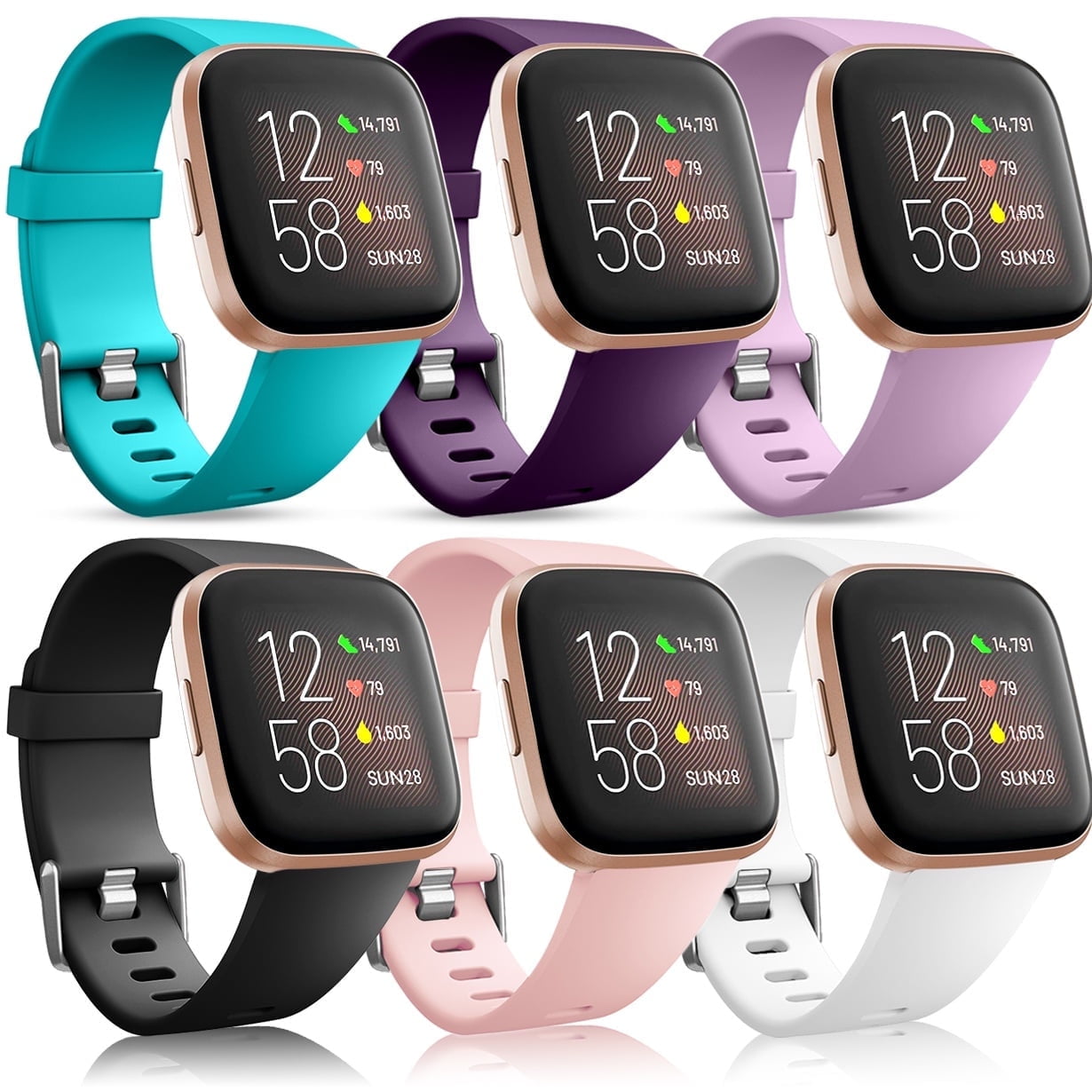 Comvin 6 Pack Compatible with Fitbit Versa 2/Versa/Versa Lite/Versa SE Bands for Women Men