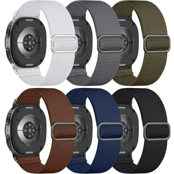 Comvin 6 Pack Stretchy Bands Compatible with Samsung Galaxy Watch 8 Bands 40mm 44mm, Galaxy Watch 8 Classic Band 46mm, Adjustable Nylon Elastic Sport Strap for Women Men