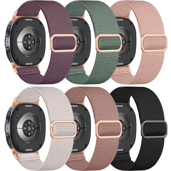 Comvin 6 Pack Stretchy Bands Compatible with Samsung Galaxy Watch 8 Bands 40mm 44mm, Galaxy Watch 8 Classic Band 46mm, Adjustable Nylon Elastic Sport Strap for Women Men