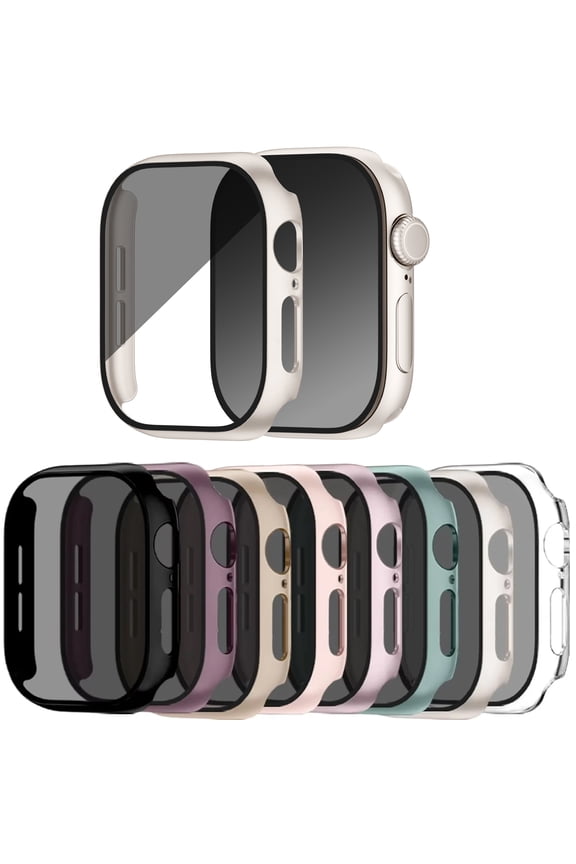 8 Pack Privacy Case Compatible with Apple Watch Screen Protector 40mm 44mm SE Series 6 5 4, Anti-Spy Tempered Glass Film Full Protective PC Bumper for Apple Watch Case 40mm Accessories