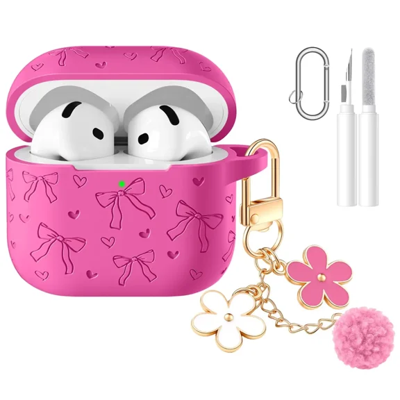 Clear Floral Wireless Earbud Case, Transparent Protective Cover with ...