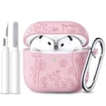 thumbnail image 1 of Comvin for AirPods 5 Case (2026) & AirPods 4 Case Cover (2024) with Cleaner Kit, Flower Engraved Silicone Case with Keychain for Apple AirPods 5/4 Case Women Men, Pink, 1 of 8