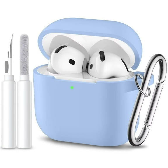 Comvin for Airpods 4 Case Cover with Cleaner Kit, Soft Silicone Full Protective Case for AirPods 4 with Keychain Compatible with Apple Airpods 4 Case for Women Men, Lilac
