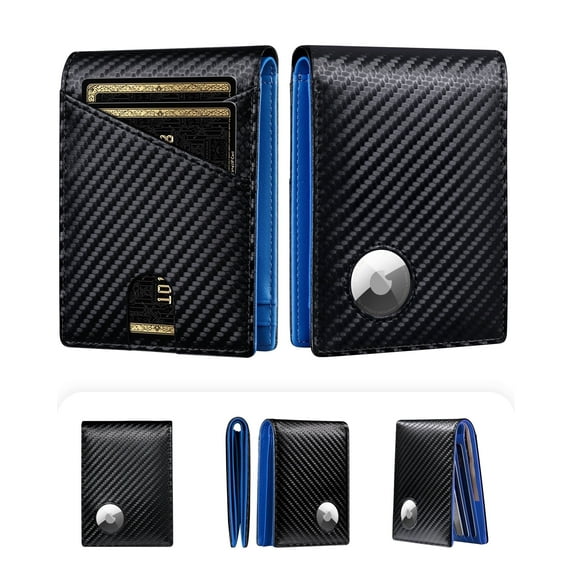 Comvin Slim Wallets for Men, Leather Mens Wallet RFID Blocking Front Pocket Bifold Wallet Credit Card Holder Compatible with Apple AirTag for Mens Gifts