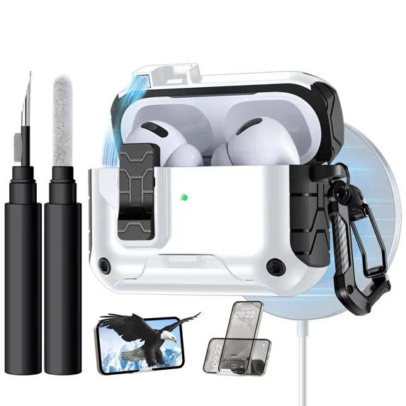 Comvin for Apple AirPods Pro 3 Case Cover, Magnetic Automatic Secure Lock with Phone Stand & Cleaning Kit, Full Shockproof Case for Airpods Pro 3rd Generation 2025 Compatible with Magsafe