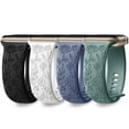 thumbnail image 1 of Comvin Floral Engraved Compatible With Apple Watch Bands 40mm 41mm 38mm 42mm 45mm 44mm 49mm for Women Lady Girls, 4 Pack Cute Fancy Bands Fits For iWatch Ultra Series 11 10 9 8 7 6 5 4 3 SE, 1 of 8