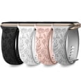 thumbnail image 1 of Comvin Floral Engraved Compatible With Apple Watch Bands 40mm 41mm 38mm 42mm 45mm 44mm 49mm for Women Lady, 4 Pack Cute Fancy Bands Fits For iWatch Ultra Series 11 10 9 8 7 6 5 4 3 SE, 1 of 8