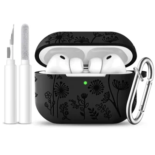 Comvin Compatible with AirPods Pro 3 Case Cover with Cleaner Kit, Cute Flower Engraved Silicone Protective Case for Apple Airpods Pro 3rd Generation (2025)