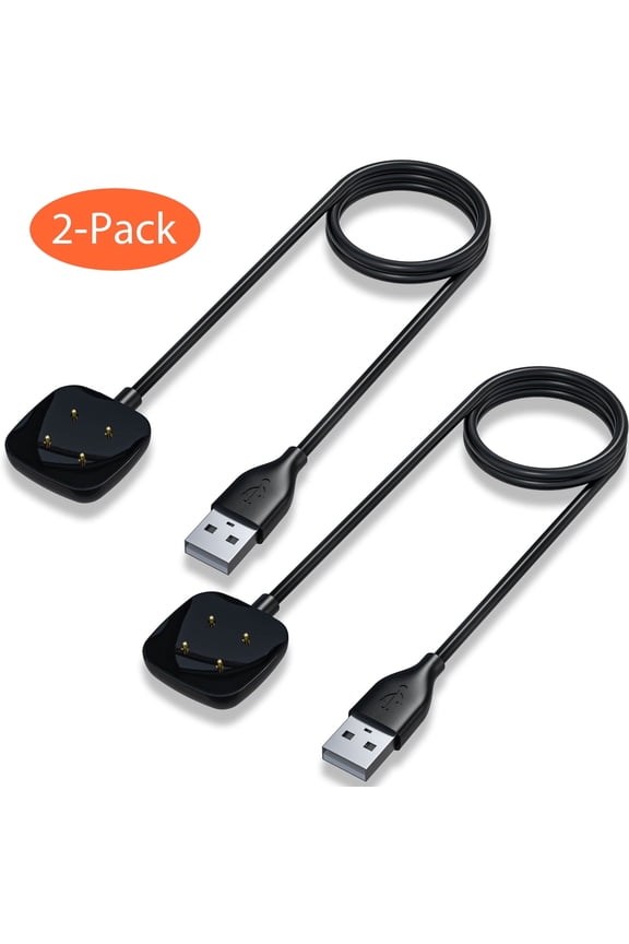 Compatible with Fitbit Sense & Fitbit Versa 3 Charger Replacement USB Charging Cable Dock Stand for Sense 2/Sense/Versa 4/Versa 3 Smartwatch, 2 Pack 3.3Ft Durable Portable Charger Dock Cord