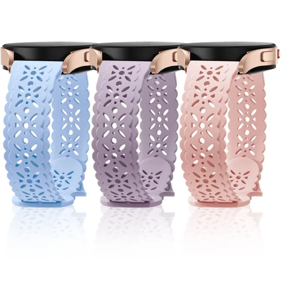Compatible With Samsung Galaxy Watch 7 6 5 4 40mm 44mm/ Watch 5 Pro Band 45mm/ Watch 6 4 Classic Band 42mm 46mm 43mm 47mm/ Active 2 Bands for Women Lady Girls, Fancy Silicone Breathable Straps