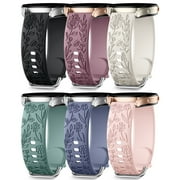 Comvin Compatible With Samsung Galaxy Watch 7 6 5 4 Bands 40mm 44mm/Watch 6 Classic 47mm 43mm/Watch 5 Pro Bands 45mm for Women Lady Girl, Silicone Dressy Fancy Floral Wristbands