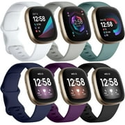 Comvin Compatible With Fitbit Versa 3/Versa 4/Sense 2/Sense Bands for Women Men, Soft Sport Silicone Wristbands