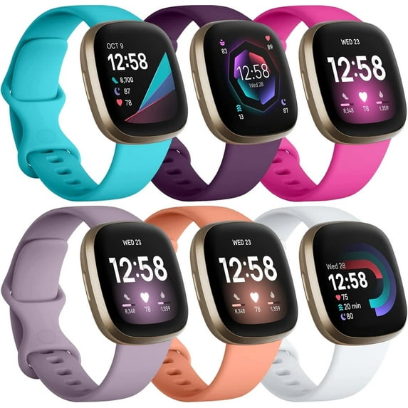 Comvin Compatible With Fitbit Versa 3/Versa 4/Sense 2/Sense Bands for Women Men, Soft Sport Silicone Wristbands
