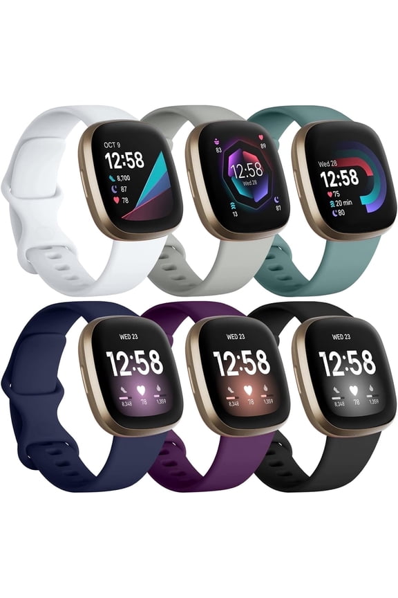 Compatible With Fitbit Versa 3/Versa 4/Sense 2/Sense Bands for Women Men, Soft Sport Silicone Wristbands