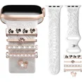 thumbnail image 1 of Comvin Flower Engraved Band Compatible with Apple Watch Bands for Women 40mm 38mm 41mm 42mm, Soft Silicone Band with Decorative Charms for iWatch Series 11 10 9 8 7 6 5 4 3 2 1 SE (With Band), 1 of 9