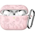 thumbnail image 1 of Comvin for AirPods Pro 2 Case, Flower Engraved Silicone Protective Case for Apple AirPod Pro 2nd/1st Generation Case with Keychain for Women Men, PineGreen, 1 of 8
