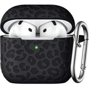 Comvin For AirPods 4 Case Cover 2024 for Women Men, Leopard, Silicone, Black