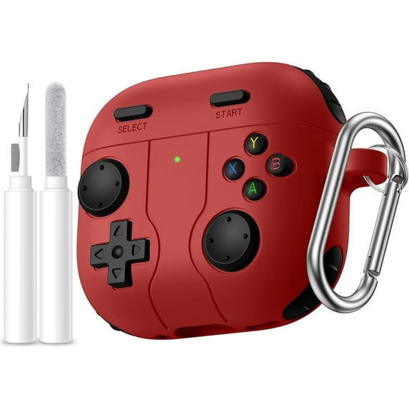Comvin Compatible with Apple Airpods 4 Case Cover for Men Boy, Cute Full Protective Silicone Game Case for Airpods 4 2024 with Cleaner Kit, Red