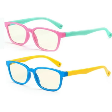 Comvin Kids Blue Light Blocking Glasses 2 Pack, Anti Eyestrain & UV Protection, Computer Screen Gaming TV Phone Glasses Anti Glare for Teen Boys Girls Age 3-12