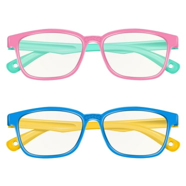 Comvin Kids Blue Light Blocking Glasses 2 Pack, Anti Eyestrain & UV Protection, Computer Screen Gaming TV Phone Glasses Anti Glare for Teen Boys Girls Age 3-12