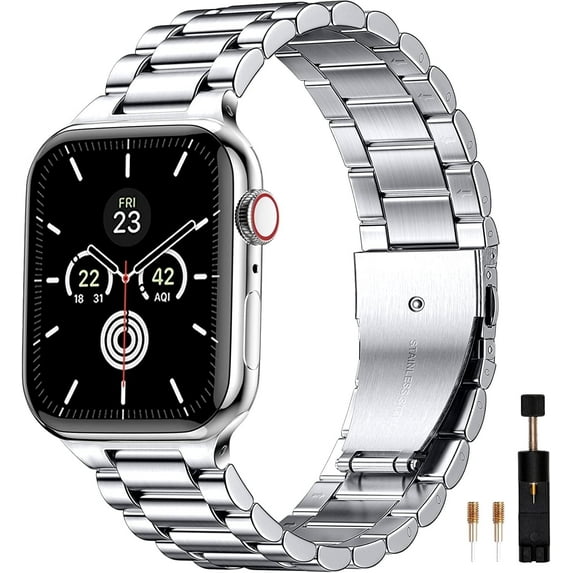 Comvin Metal Fits For Apple Watch Bands 46mm 45mm 49mm 42mm 44mm for Men Women, Stainless Steel Straps Compatible With iWatch Ultra Series 11 10 9 8 7 6 5 4 3 SE