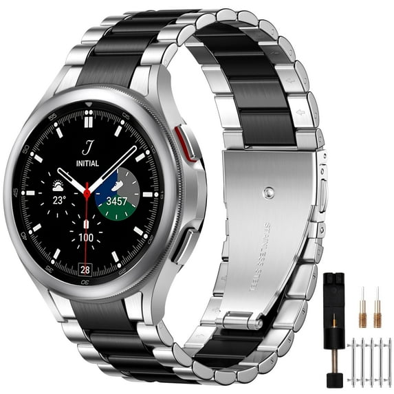Comvin Compatible With Samsung Galaxy Watch 7/6/5/4 Bands 40mm 44mm/Watch 6 Classic 47mm 43mm/Watch 5 Pro Bands 45mm for Women Men, Stainless Steel Metal Charm Straps