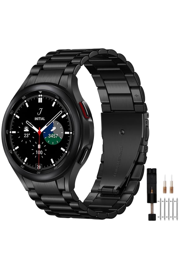 Compatible With Samsung Galaxy Watch 7/6/5/4 Bands 40mm 44mm/Watch 6 Classic 47mm 43mm/Watch 5 Pro Bands 45mm for Women Men, Stainless Steel Metal Charm Straps