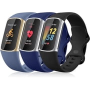 Comvin Soft Silicone Wristbands Compatible With Fitbit Charge 6 / 5 Bands for Women Men