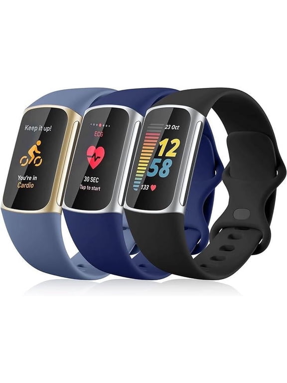 Soft Silicone Wristbands Compatible With Fitbit Charge 6 / 5 Bands for Women Men