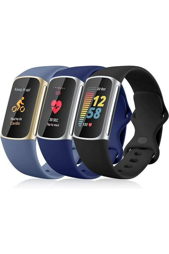 Soft Silicone Wristbands Compatible With Fitbit Charge 6 / 5 Bands for Women Men