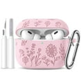 thumbnail image 1 of Comvin Comvin Flower Engraved Case for AirPods Pro 2nd Generation Case, Cute Soft Silicone Case Cover with Cleaner Kit & Keychain for Apple AirPods Pro, Pink, 1 of 9