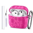 thumbnail image 1 of Comvin for Apple AirPods 4 Case Cover 2024 with Cleaner Kit & Keychain, Cute Flower Engraved Silicone Case for Airpods 4th Generation for Women, RosePink, 1 of 9
