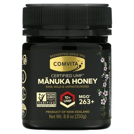 Raw Manuka Honey, Certified UMF 10+ (MGO 263+), 8.8 oz (250 g), Comvita