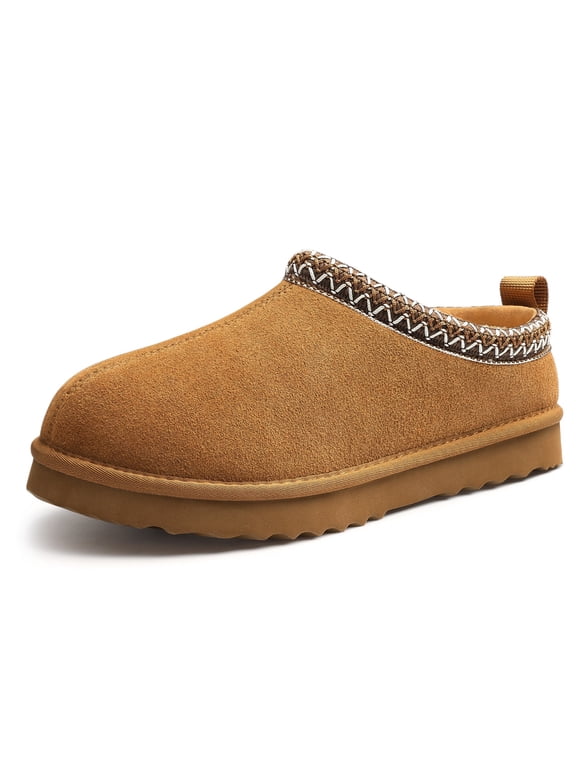 Women's Genuine Suede Fuzzy Shoes,Winter Warm House Shoes, Cozy Slipper Boots for Indoor Outdoor