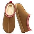 thumbnail image 1 of Comwarm Genuine Suede House Fuzzy Slippers for Women Men, Warm Memory Foam Shoes Indoor Outdoor, Khaki, 1 of 7