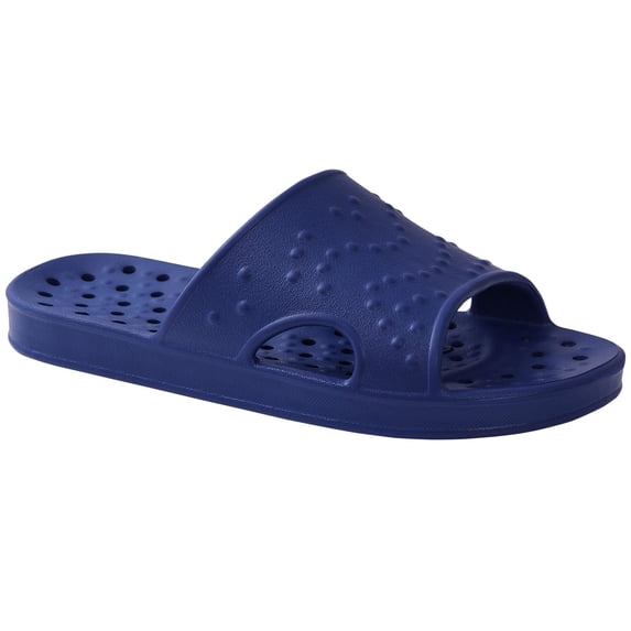 Comwarm Shower Shoes for Women Men, Quick Drying Lightweight Non Slip Pool Slides Slippers with Drain Holes, Navy