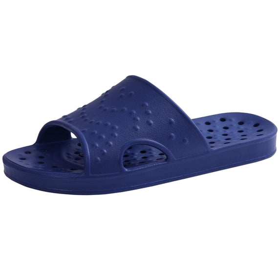 Comwarm Shower Shoes for Women Men, Quick Drying Lightweight Non Slip Pool Slides Slippers with Drain Holes, Navy