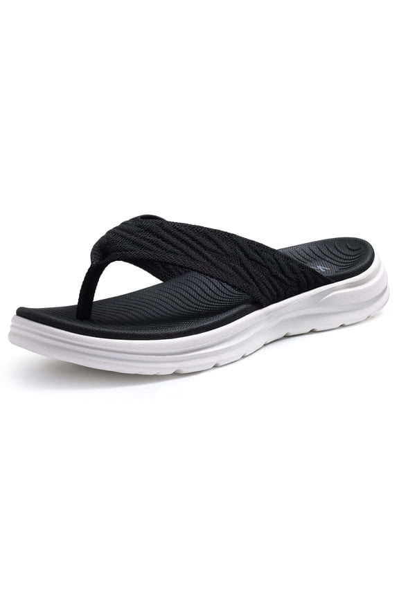 Sport Flip Flops for Women, Comfortable Walking House Thong Sandals Slippers for Summer, Black White