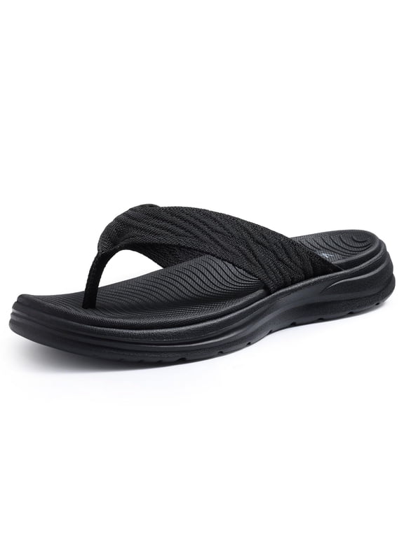 Sport Flip Flops for Women, Comfortable Walking House Thong Sandals Slippers for Summer, Black