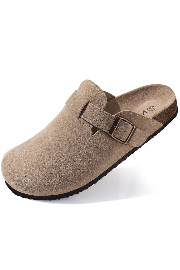 Suede Clogs for Women Footbed Sandals Potato Shoes with Arch Support