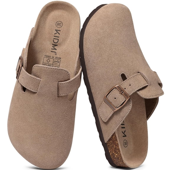 Comwarm Suede Clogs for Women Footbed Sandals Potato Shoes with Arch Support