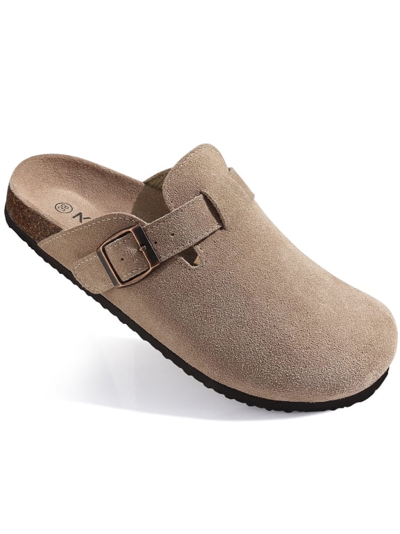 Suede Clogs for Women Footbed Sandals Potato Shoes with Arch Support